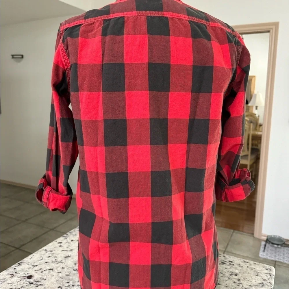 Gap Kids Unisex Long Sleeve Button‎ Up Shirt Set of Two Plaid Red & Blue XXL